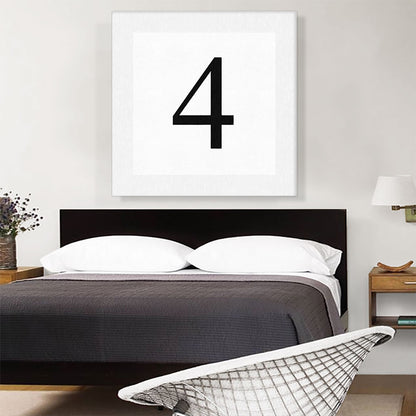 Modern Black and White Gray Serif Alphabet Number 4 Four Numeral