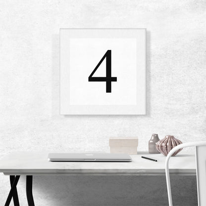 Modern Black and White Gray Serif Alphabet Number 4 Four Numeral