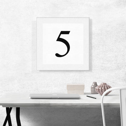 Modern Black and White Gray Serif Alphabet Number 5 Five Numeral