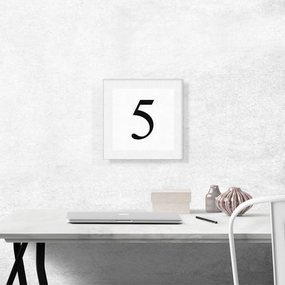 Modern Black and White Gray Serif Alphabet Number 5 Five Numeral