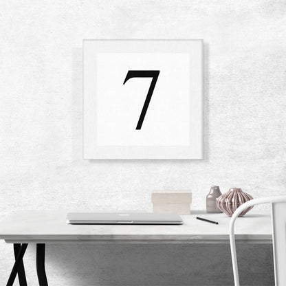 Modern Black and White Gray Serif Alphabet Number 7 Seven Numeral