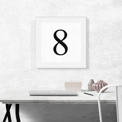 Modern Black and White Gray Serif Alphabet Number 8 Eight Numeral