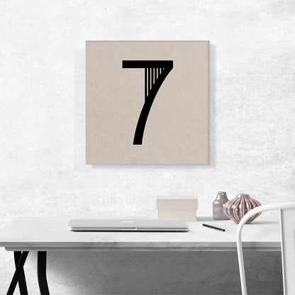 Beige Black Line Alphabet Number 7 Seven Numeral