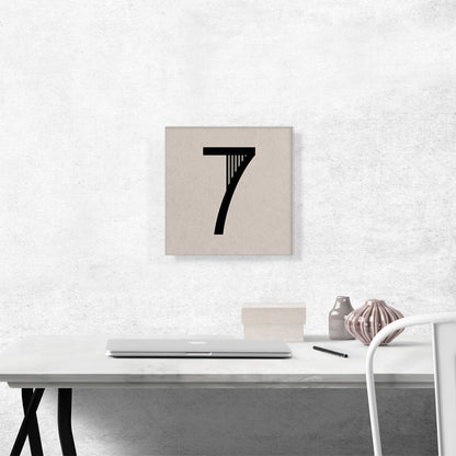 Beige Black Line Alphabet Number 7 Seven Numeral