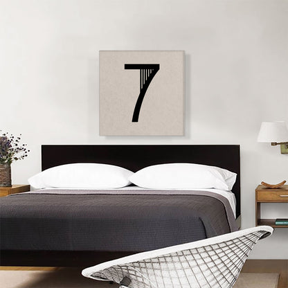 Beige Black Line Alphabet Number 7 Seven Numeral