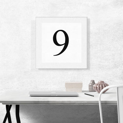 Modern Black and White Gray Serif Alphabet Number 9 Nine Numeral