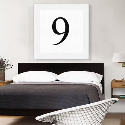 Modern Black and White Gray Serif Alphabet Number 9 Nine Numeral