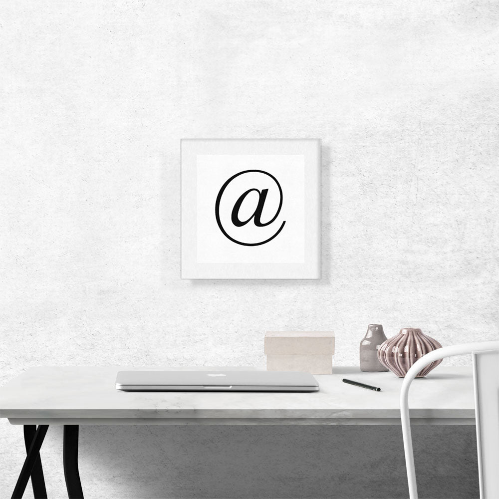 Modern Black and White Gray Serif Alphabet At Sign Symbol