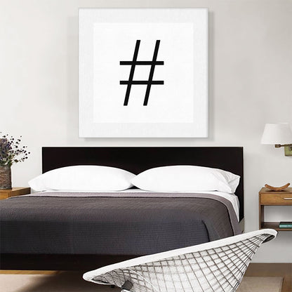 Modern Black and White Gray Serif Alphabet Number Sign Hash Tag Pound
