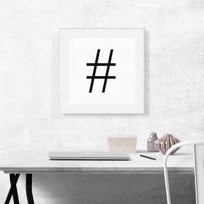 Modern Black and White Gray Serif Alphabet Number Sign Hash Tag Pound