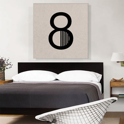 Beige Black Line Alphabet Number 8 Eight Numeral