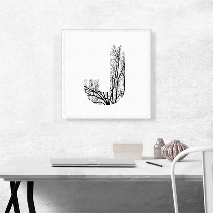 Tree Branches Alphabet Letter J