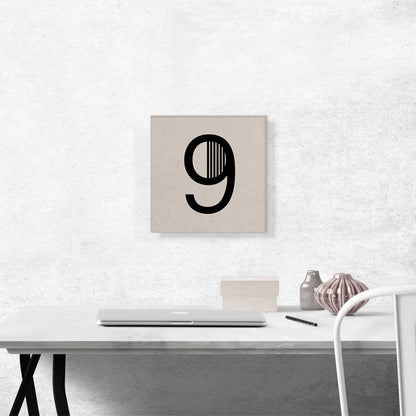 Beige Black Line Alphabet Number 9 Nine Numeral