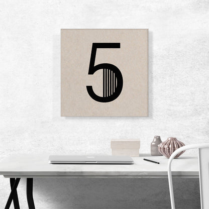 Beige Black Line Alphabet Number 5 Five Numeral