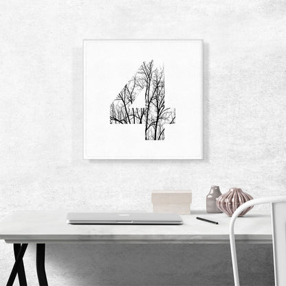 Tree Branches Alphabet Number 4 Four Numeral