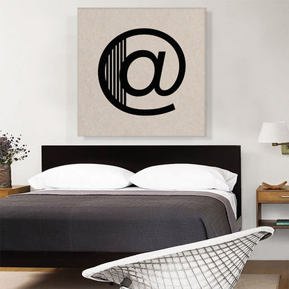 Beige Black Line Alphabet At Sign Symbol
