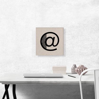 Beige Black Line Alphabet At Sign Symbol