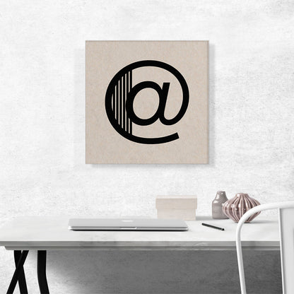 Beige Black Line Alphabet At Sign Symbol