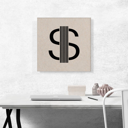 Beige Black Line Alphabet Dollar Sign Symbol