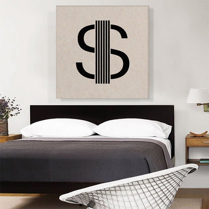 Beige Black Line Alphabet Dollar Sign Symbol