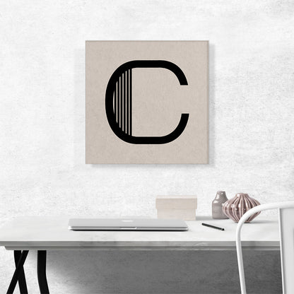 Beige Black Line Alphabet Letter C