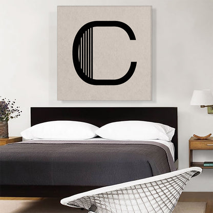 Beige Black Line Alphabet Letter C