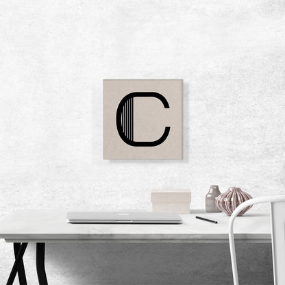 Beige Black Line Alphabet Letter C