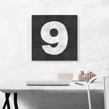 Chalkboard Number 9 Nine Numeral