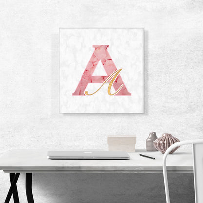 Chic Pink Gold Alphabet Letter A
