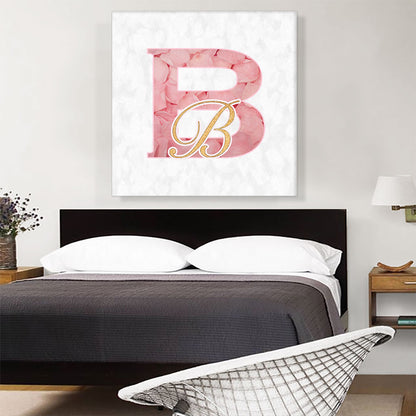 Chic Pink Gold Alphabet Letter B