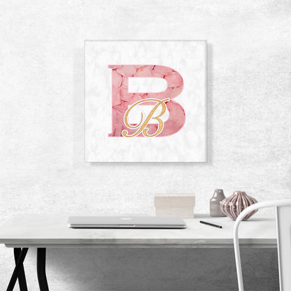Chic Pink Gold Alphabet Letter B