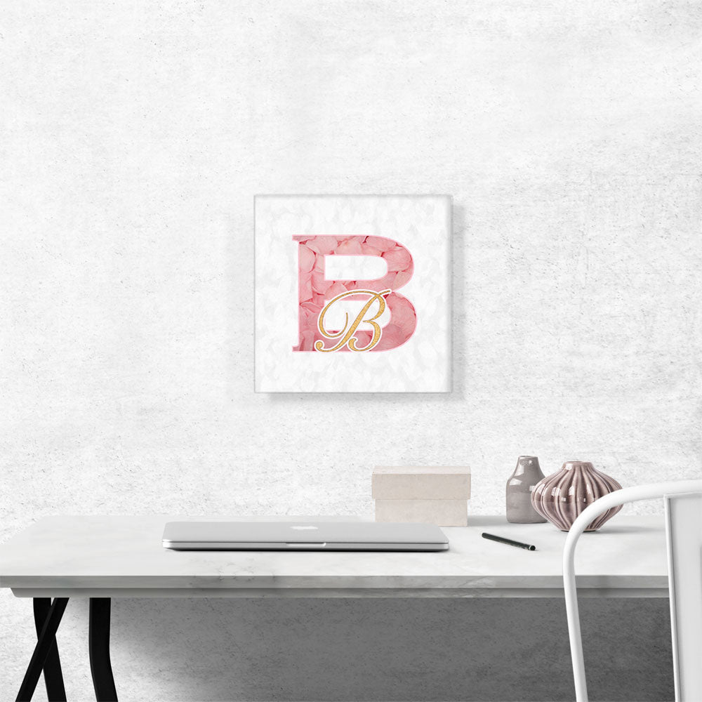Chic Pink Gold Alphabet Letter B
