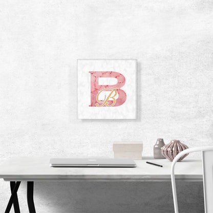Chic Pink Gold Alphabet Letter B