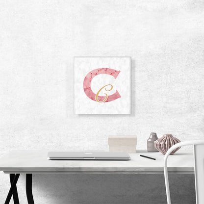 Chic Pink Gold Alphabet Letter C