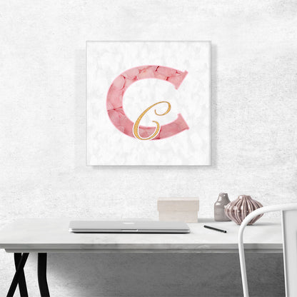Chic Pink Gold Alphabet Letter C