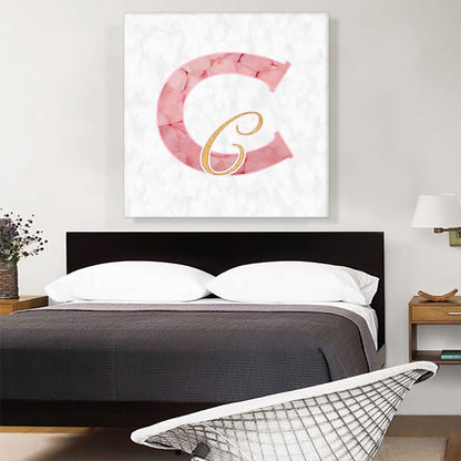 Chic Pink Gold Alphabet Letter C
