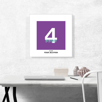 Kids Animal Alphabet Number 4 Four Numeral