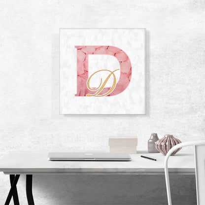 Chic Pink Gold Alphabet Letter D