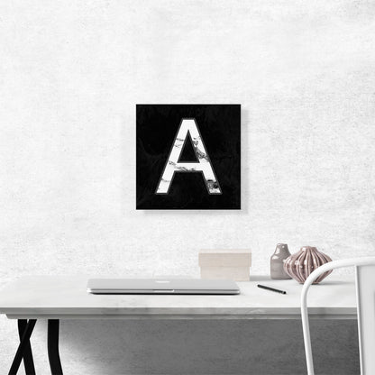 Classy Black White Marble Alphabet Letter A