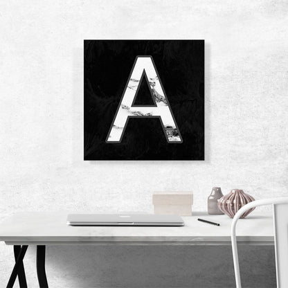 Classy Black White Marble Alphabet Letter A