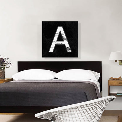 Classy Black White Marble Alphabet Letter A