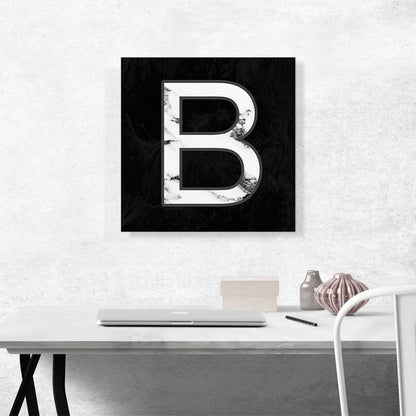 Classy Black White Marble Alphabet Letter B
