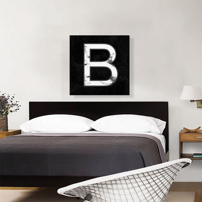 Classy Black White Marble Alphabet Letter B