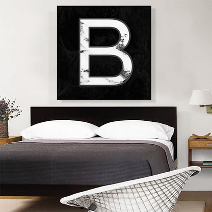 Classy Black White Marble Alphabet Letter B