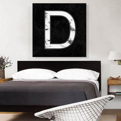 Classy Black White Marble Alphabet Letter D
