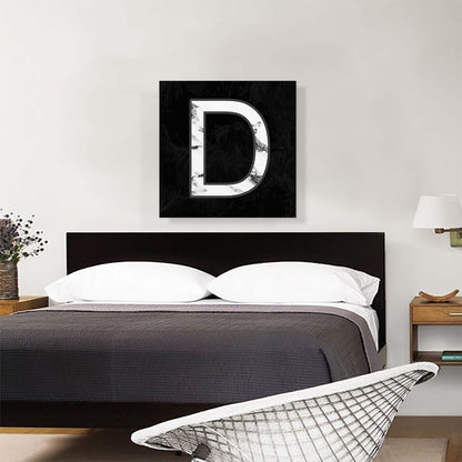 Classy Black White Marble Alphabet Letter D