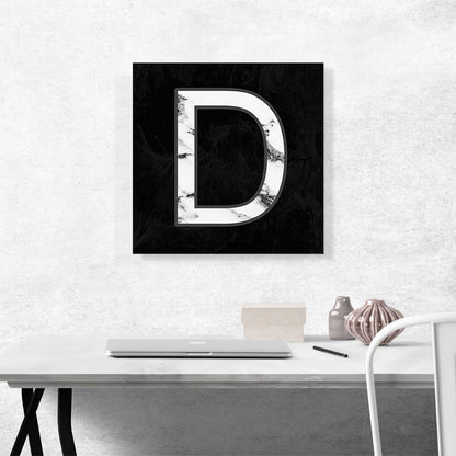 Classy Black White Marble Alphabet Letter D