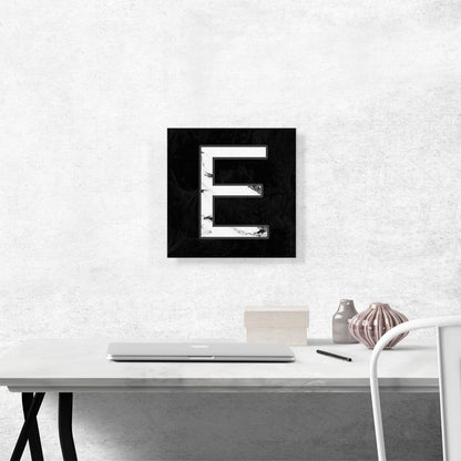 Classy Black White Marble Alphabet Letter E