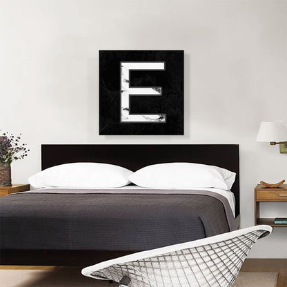 Classy Black White Marble Alphabet Letter E