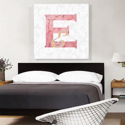 Chic Pink Gold Alphabet Letter E